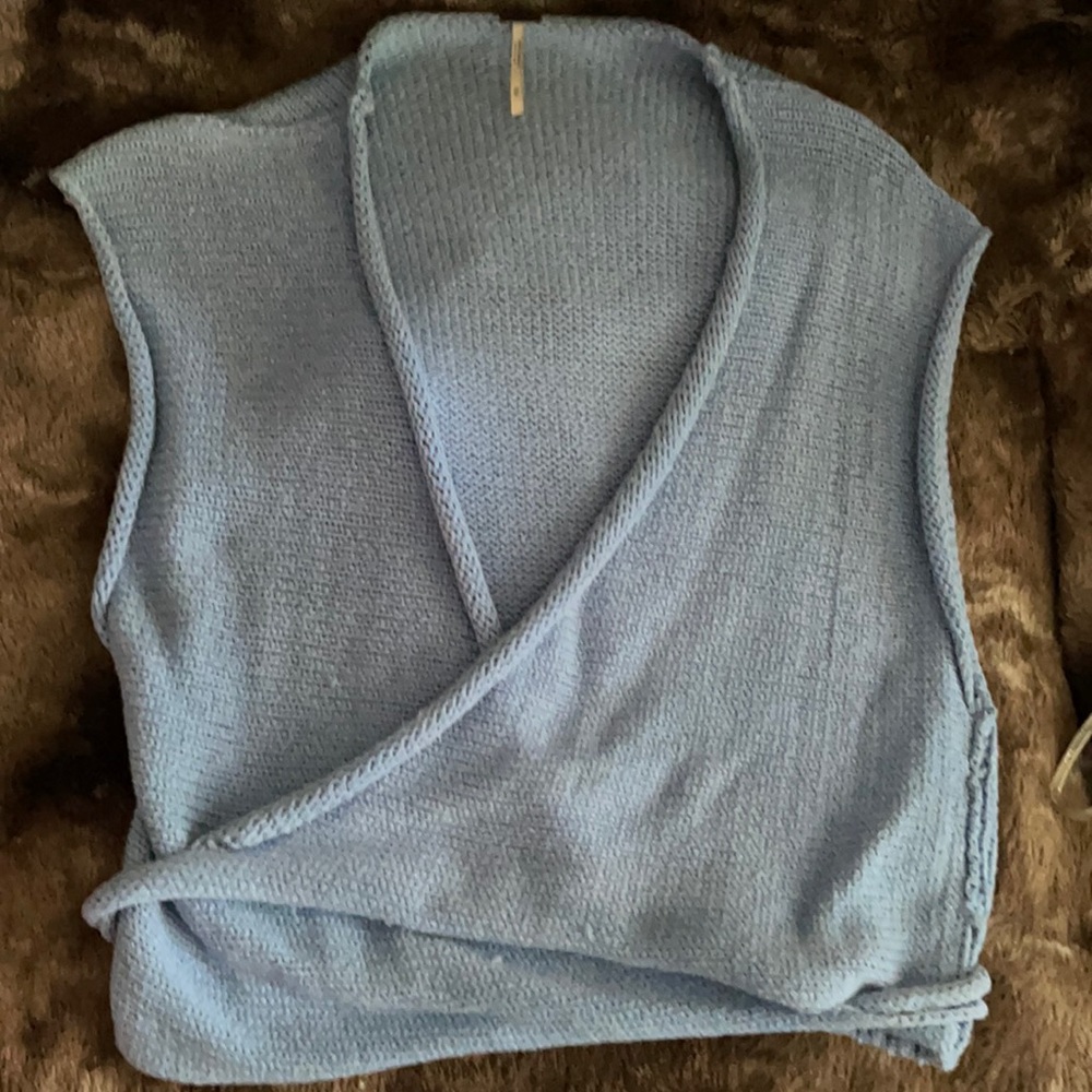 Free People- sleeveless wrap around sweater